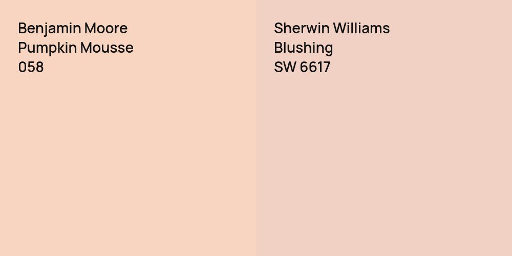 Benjamin Moore Pumpkin Mousse vs. Sherwin Williams Blushing