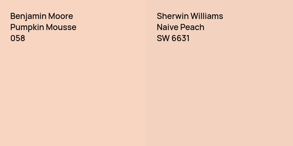 Benjamin Moore Pumpkin Mousse vs. Sherwin Williams Naive Peach