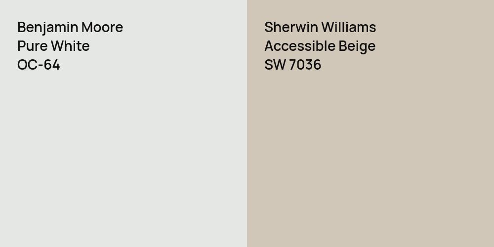 Benjamin Moore Pure White vs. Sherwin Williams Accessible Beige