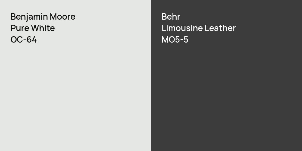 Benjamin Moore Pure White vs. Behr Limousine Leather