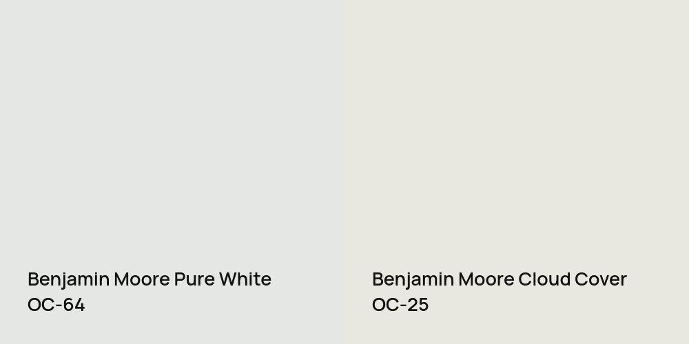 Benjamin Moore Pure White vs. Benjamin Moore Cloud Cover