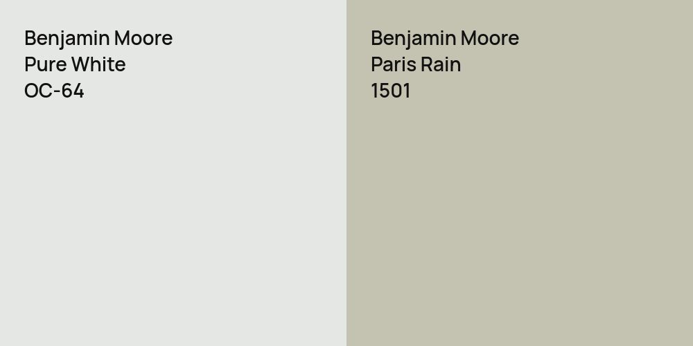 Benjamin Moore Pure White vs. Benjamin Moore Paris Rain