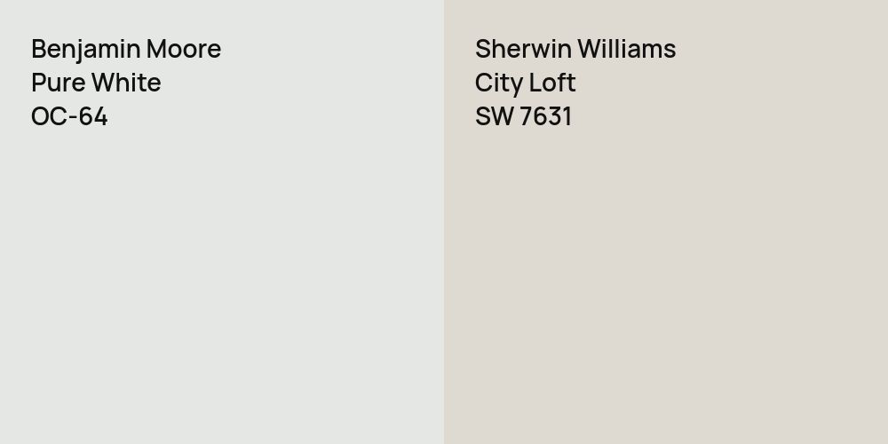 Benjamin Moore Pure White vs. Sherwin Williams City Loft