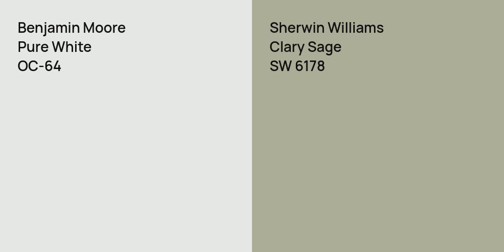 Benjamin Moore Pure White vs. Sherwin Williams Clary Sage