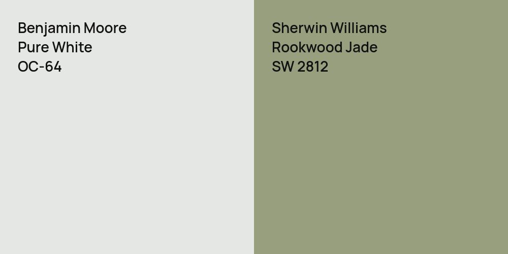 Benjamin Moore Pure White vs. Sherwin Williams Rookwood Jade