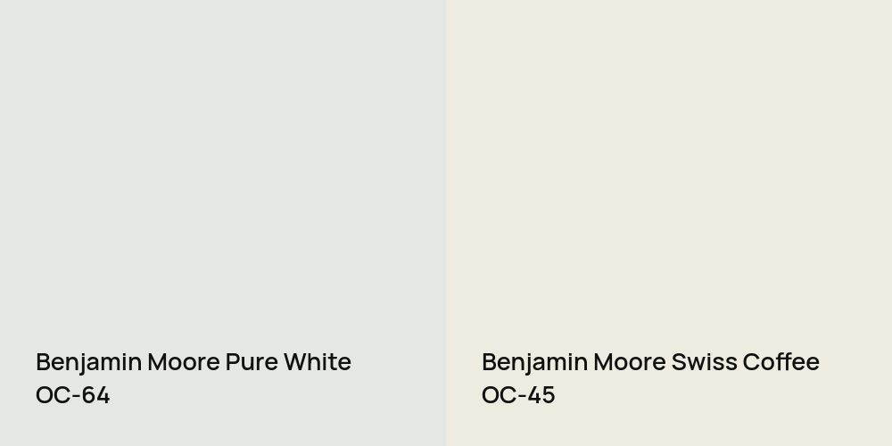 Benjamin Moore Pure White vs. Benjamin Moore Swiss Coffee