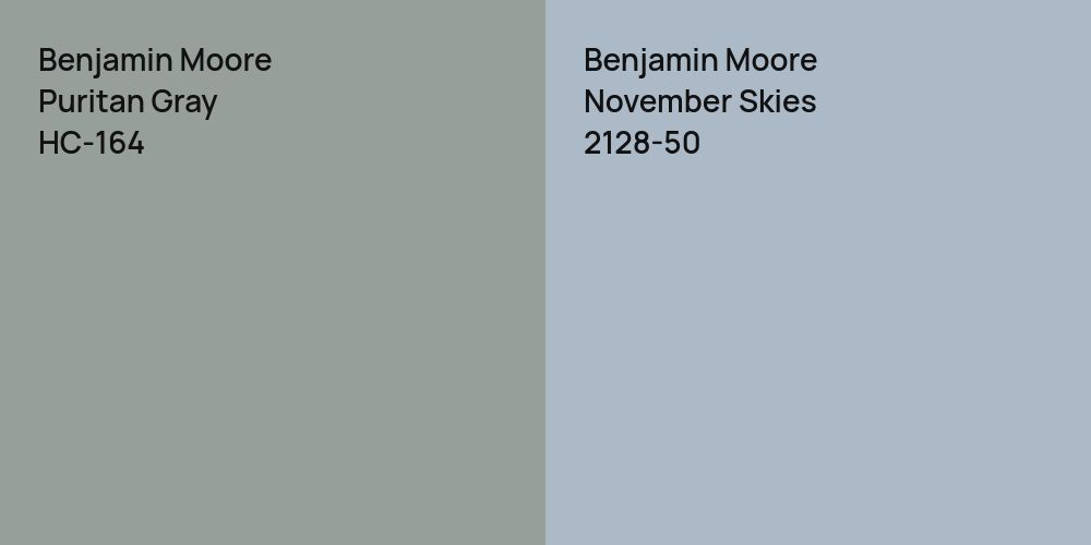 Benjamin Moore Puritan Gray vs. Benjamin Moore November Skies