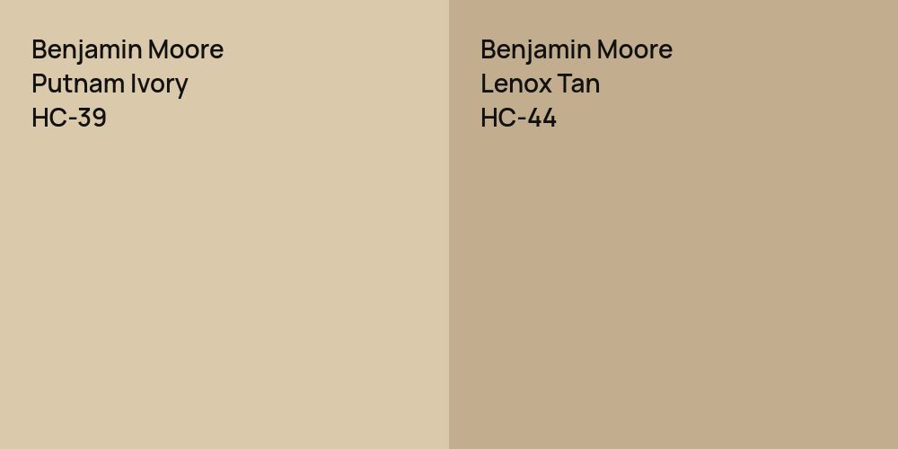 Benjamin Moore Putnam Ivory vs. Benjamin Moore Lenox Tan