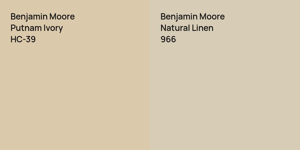 Benjamin Moore Putnam Ivory vs. Benjamin Moore Natural Linen