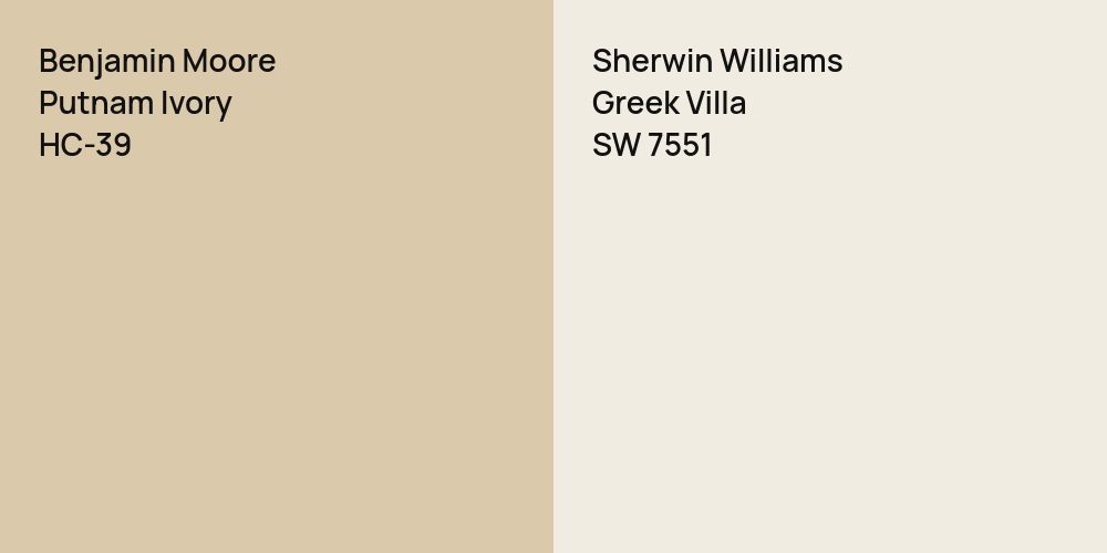 Benjamin Moore Putnam Ivory vs. Sherwin Williams Greek Villa