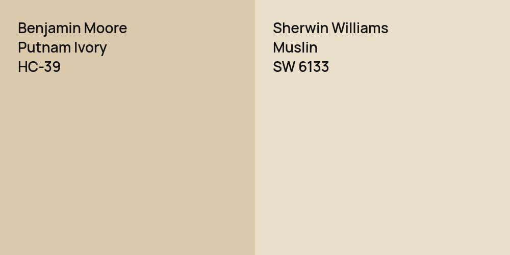 Benjamin Moore Putnam Ivory vs. Sherwin Williams Muslin