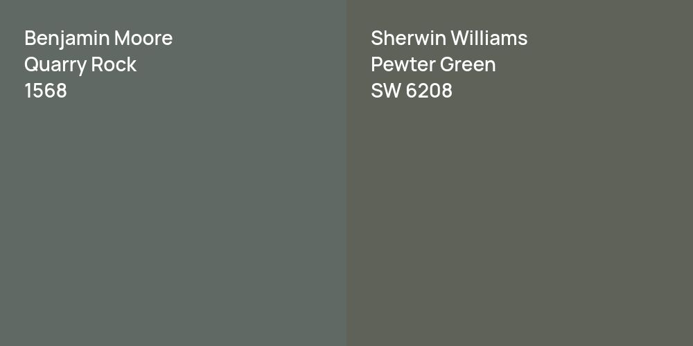 Benjamin Moore Quarry Rock vs. Sherwin Williams Pewter Green