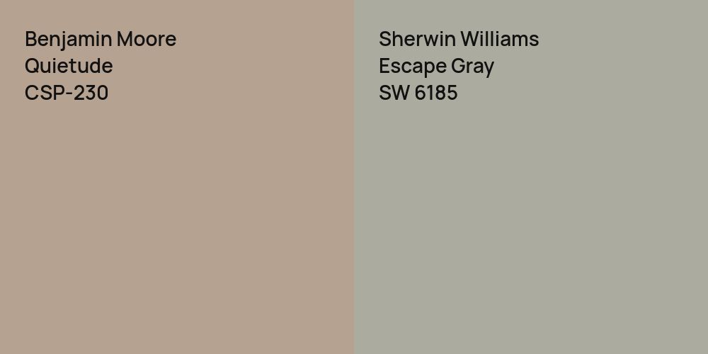 Benjamin Moore Quietude vs. Sherwin Williams Escape Gray