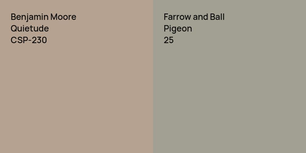 Benjamin Moore Quietude vs. Farrow and Ball Pigeon