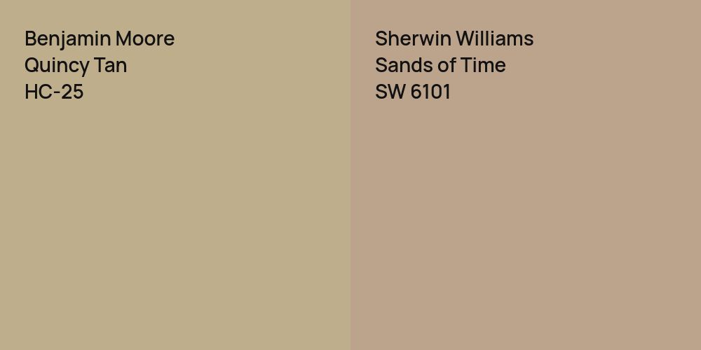 Benjamin Moore Quincy Tan vs. Sherwin Williams Sands of Time