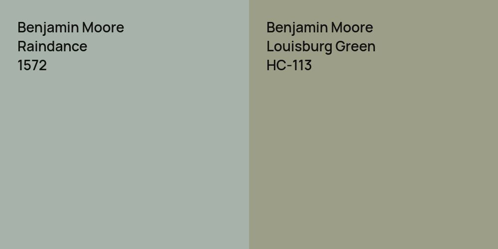 Benjamin Moore Raindance vs. Benjamin Moore Louisburg Green