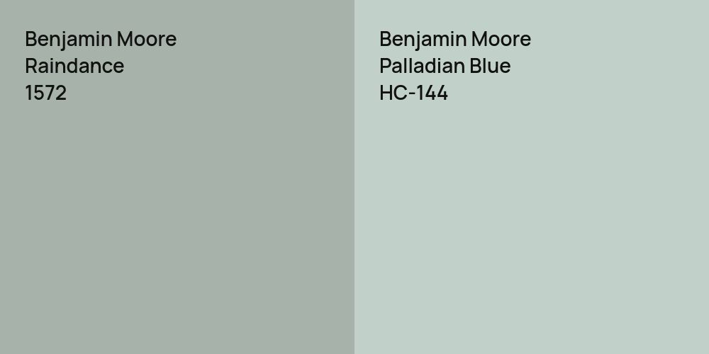 Benjamin Moore Raindance vs. Benjamin Moore Palladian Blue