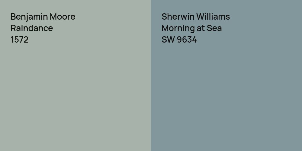 Benjamin Moore Raindance vs. Sherwin Williams Morning at Sea