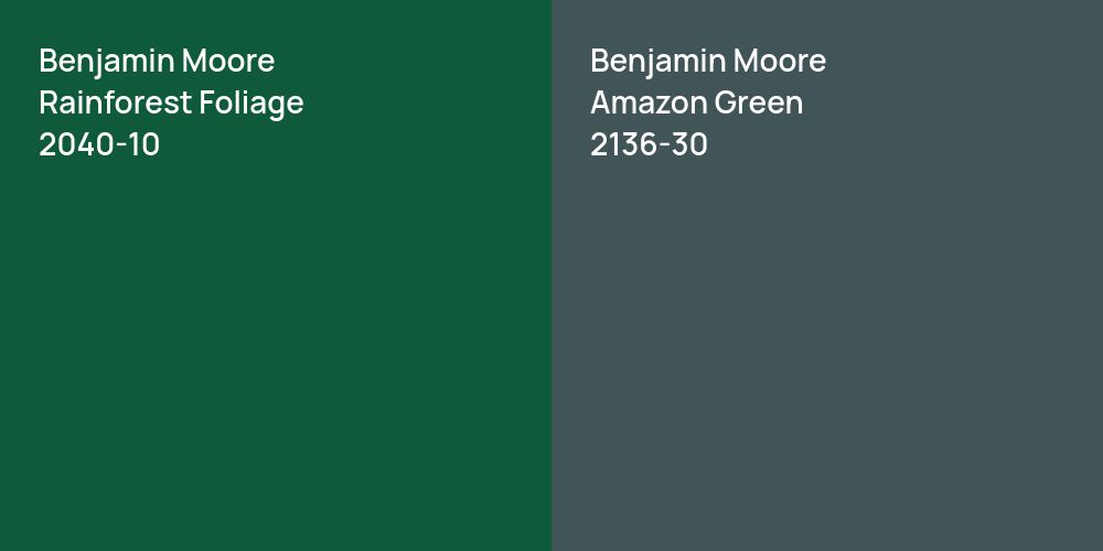 Benjamin Moore Rainforest Foliage vs. Benjamin Moore Amazon Green