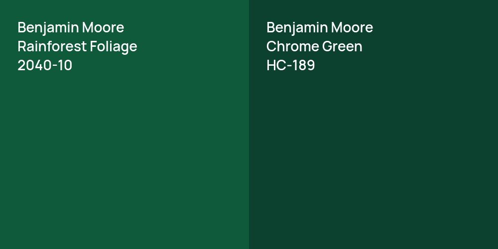 Benjamin Moore Rainforest Foliage vs. Benjamin Moore Chrome Green