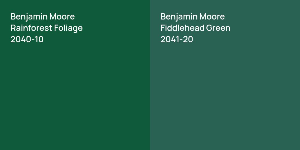 Benjamin Moore Rainforest Foliage vs. Benjamin Moore Fiddlehead Green