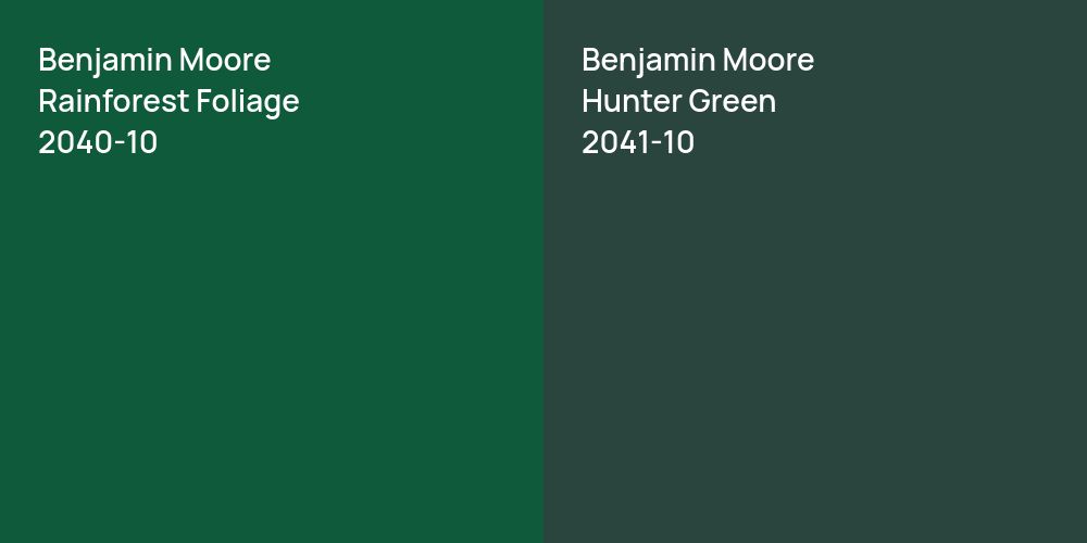 Benjamin Moore Rainforest Foliage vs. Benjamin Moore Hunter Green