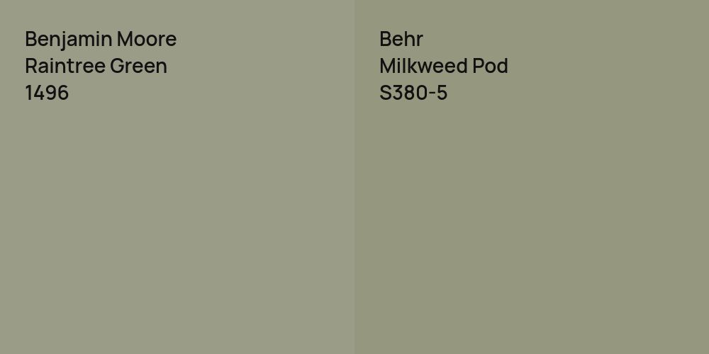 Benjamin Moore Raintree Green vs. Behr Milkweed Pod