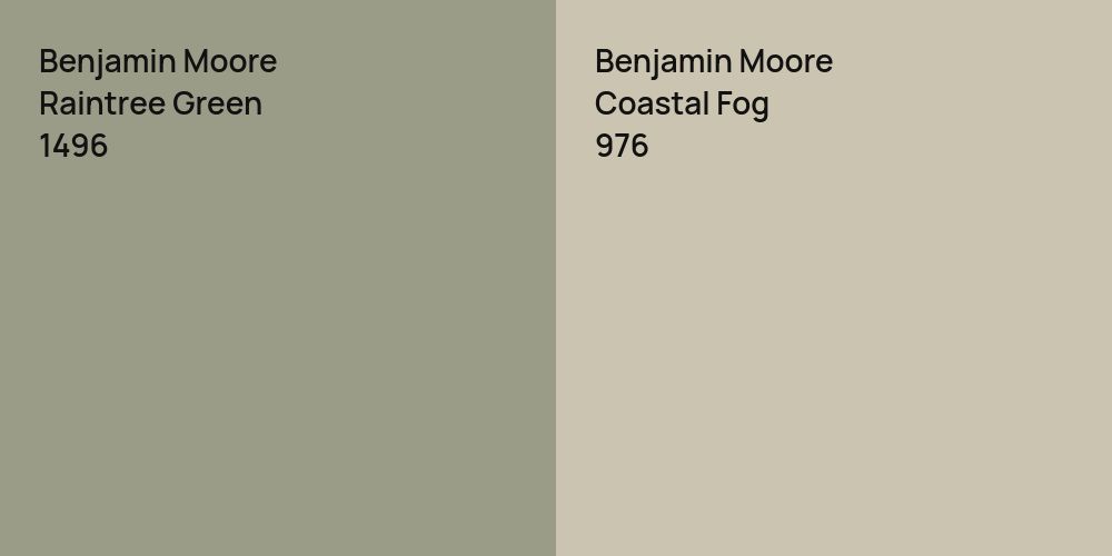 Benjamin Moore Raintree Green vs. Benjamin Moore Coastal Fog