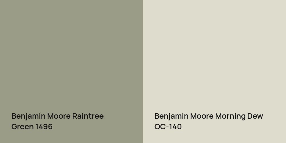 Benjamin Moore Raintree Green vs. Benjamin Moore Morning Dew