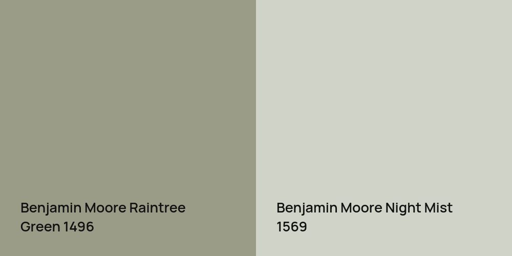 Benjamin Moore Raintree Green vs. Benjamin Moore Night Mist