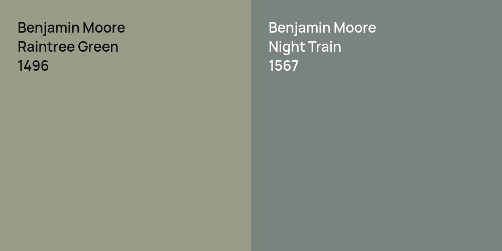 Benjamin Moore Raintree Green vs. Benjamin Moore Night Train