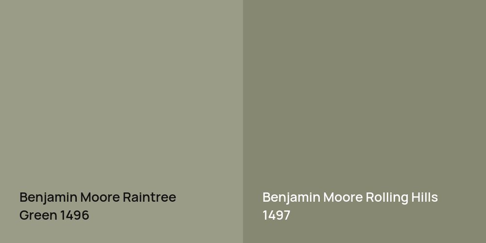 Benjamin Moore Raintree Green vs. Benjamin Moore Rolling Hills