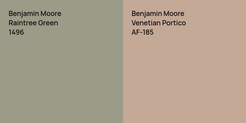 Benjamin Moore Raintree Green vs. Benjamin Moore Venetian Portico