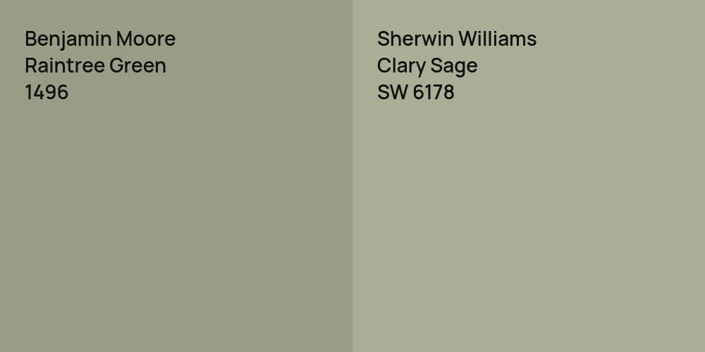 Benjamin Moore Raintree Green vs. Sherwin Williams Clary Sage