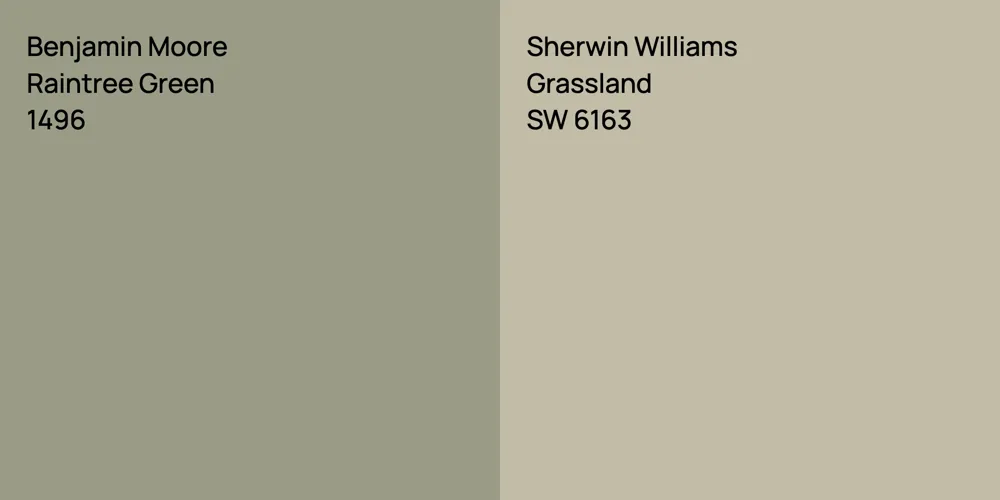 Benjamin Moore Raintree Green vs. Sherwin Williams Grassland