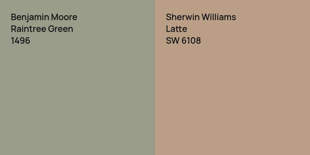 Benjamin Moore Raintree Green vs. Sherwin Williams Latte