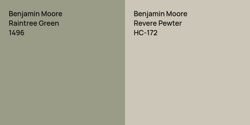 Benjamin Moore Raintree Green vs. Benjamin Moore Revere Pewter