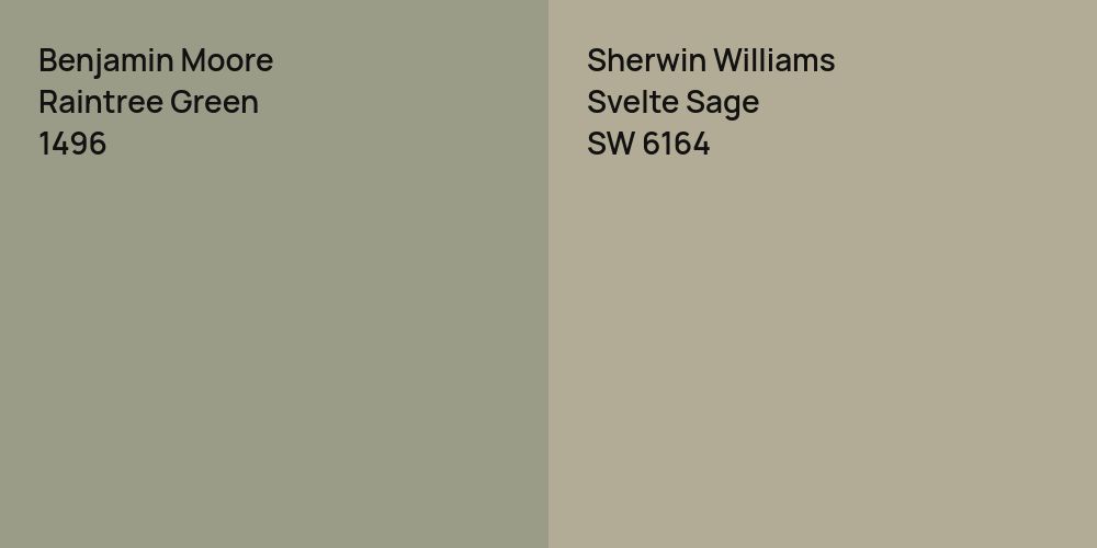 Benjamin Moore Raintree Green vs. Sherwin Williams Svelte Sage