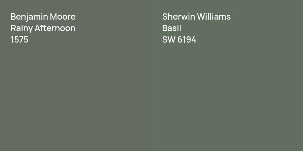 Benjamin Moore Rainy Afternoon vs. Sherwin Williams Basil