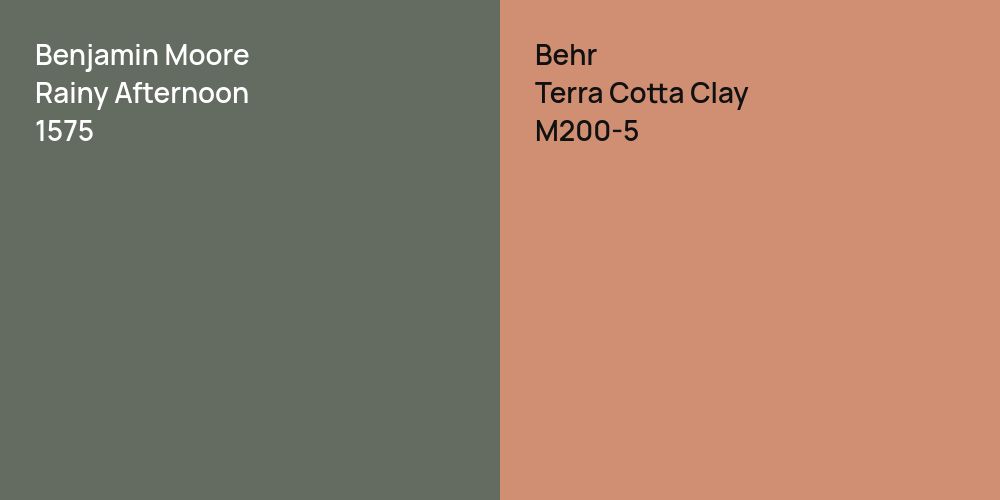 Benjamin Moore Rainy Afternoon vs. Behr Terra Cotta Clay