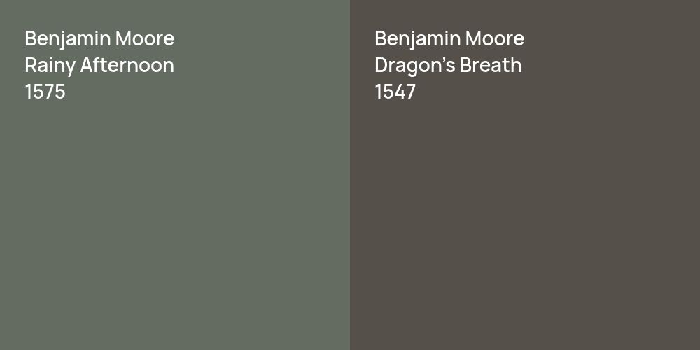 Benjamin Moore Rainy Afternoon vs. Benjamin Moore Dragon's Breath