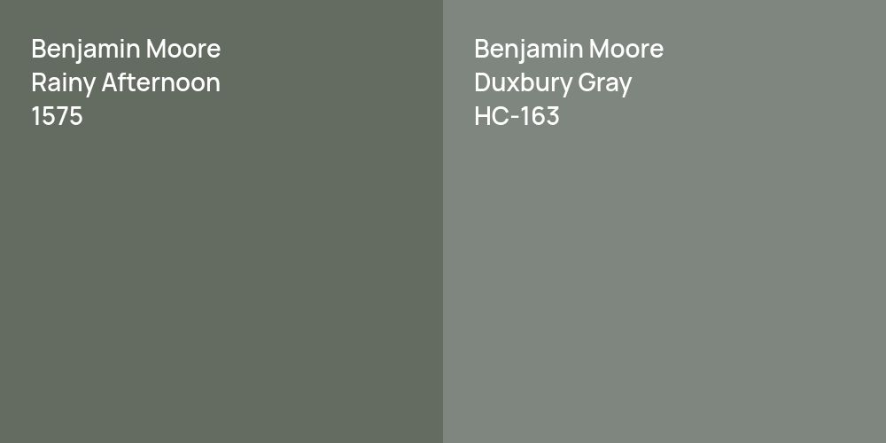 Benjamin Moore Rainy Afternoon vs. Benjamin Moore Duxbury Gray