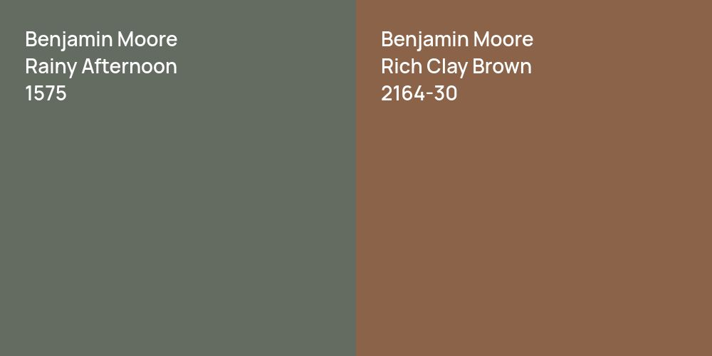 Benjamin Moore Rainy Afternoon vs. Benjamin Moore Rich Clay Brown