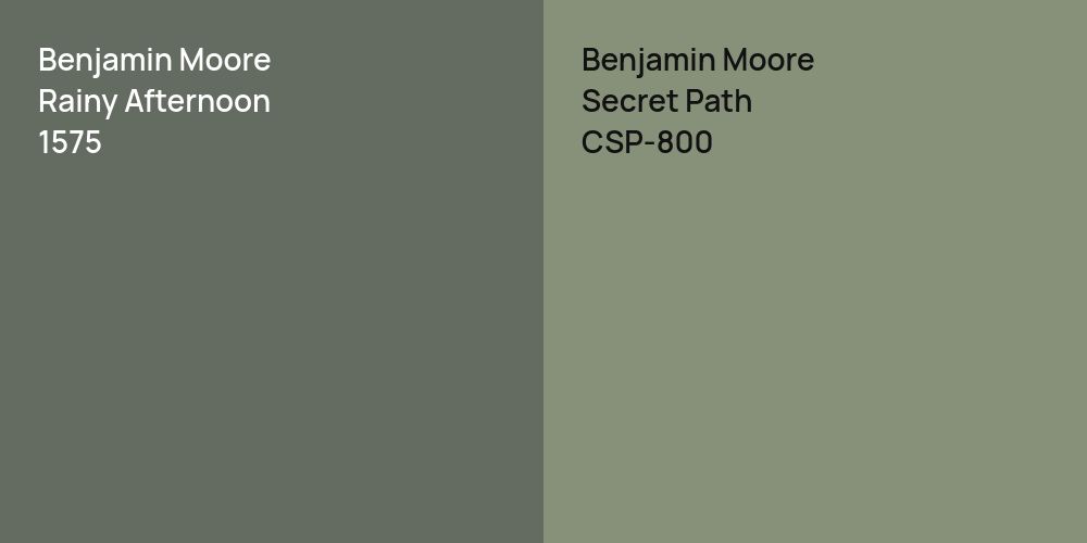 Benjamin Moore Rainy Afternoon vs. Benjamin Moore Secret Path