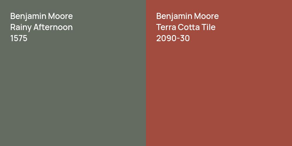 Benjamin Moore Rainy Afternoon vs. Benjamin Moore Terra Cotta Tile