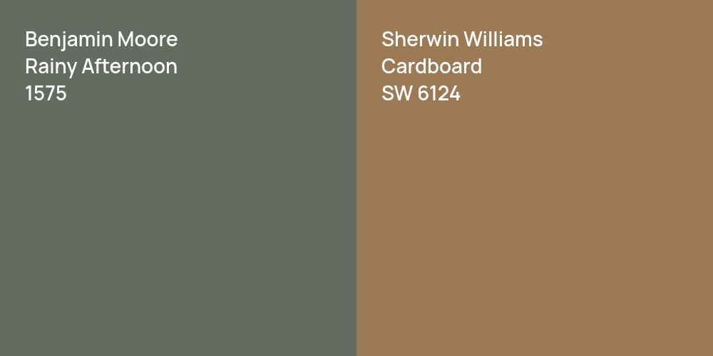 Benjamin Moore Rainy Afternoon vs. Sherwin Williams Cardboard