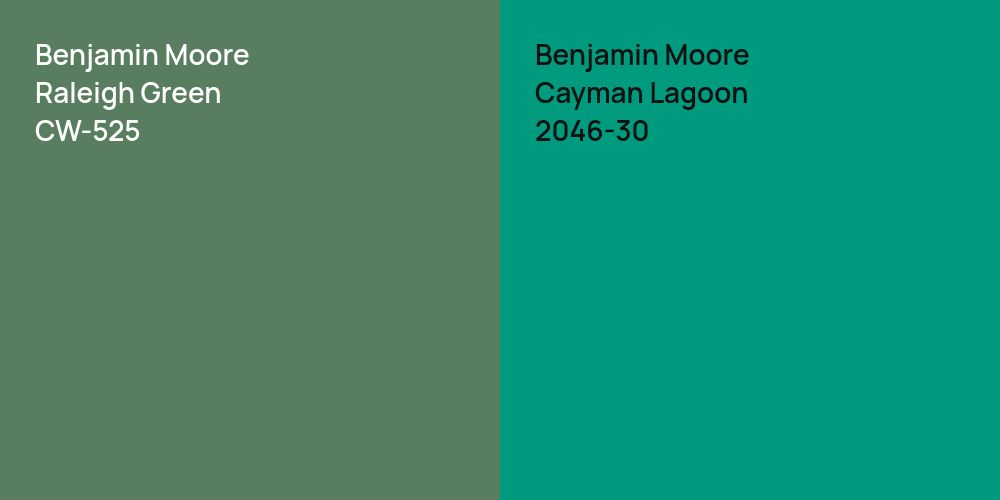 Benjamin Moore Raleigh Green vs. Benjamin Moore Cayman Lagoon