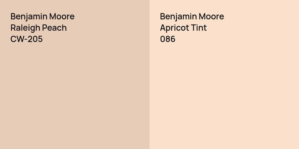 Benjamin Moore Raleigh Peach vs. Benjamin Moore Apricot Tint