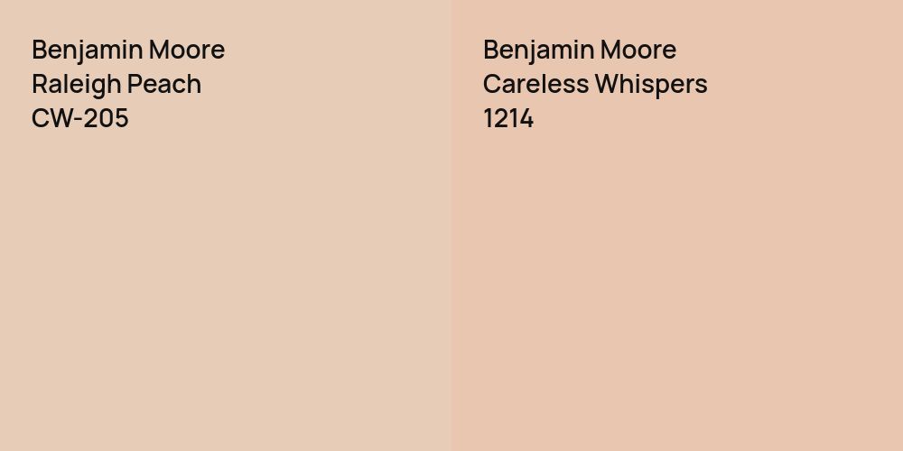 Benjamin Moore Raleigh Peach vs. Benjamin Moore Careless Whispers