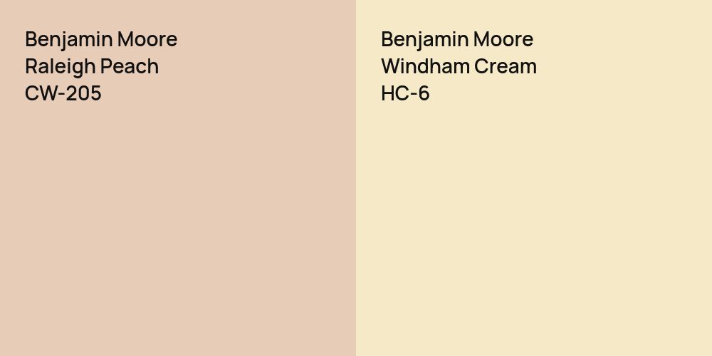 Benjamin Moore Raleigh Peach vs. Benjamin Moore Windham Cream